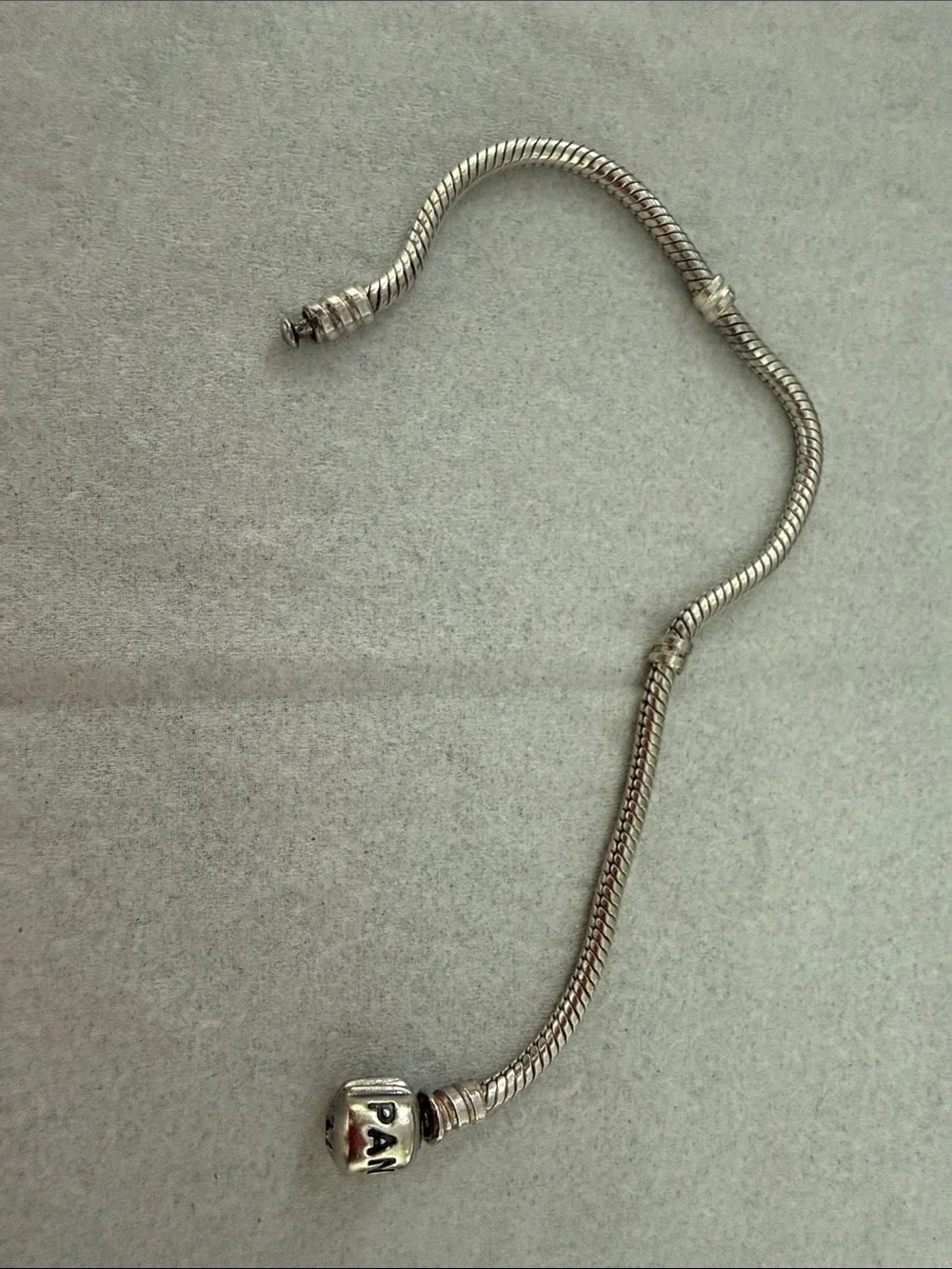 Pandora Silver Snake Chain Bracelet with Branded End Cap - Silver